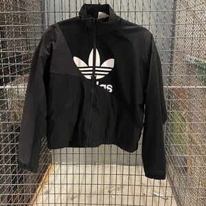 Adidas Black and White Logo Jacket M windbreaker soft lined